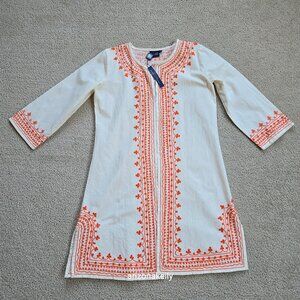 NWT Madison Mathews Embroidered Cotton Tunic Coverup Top